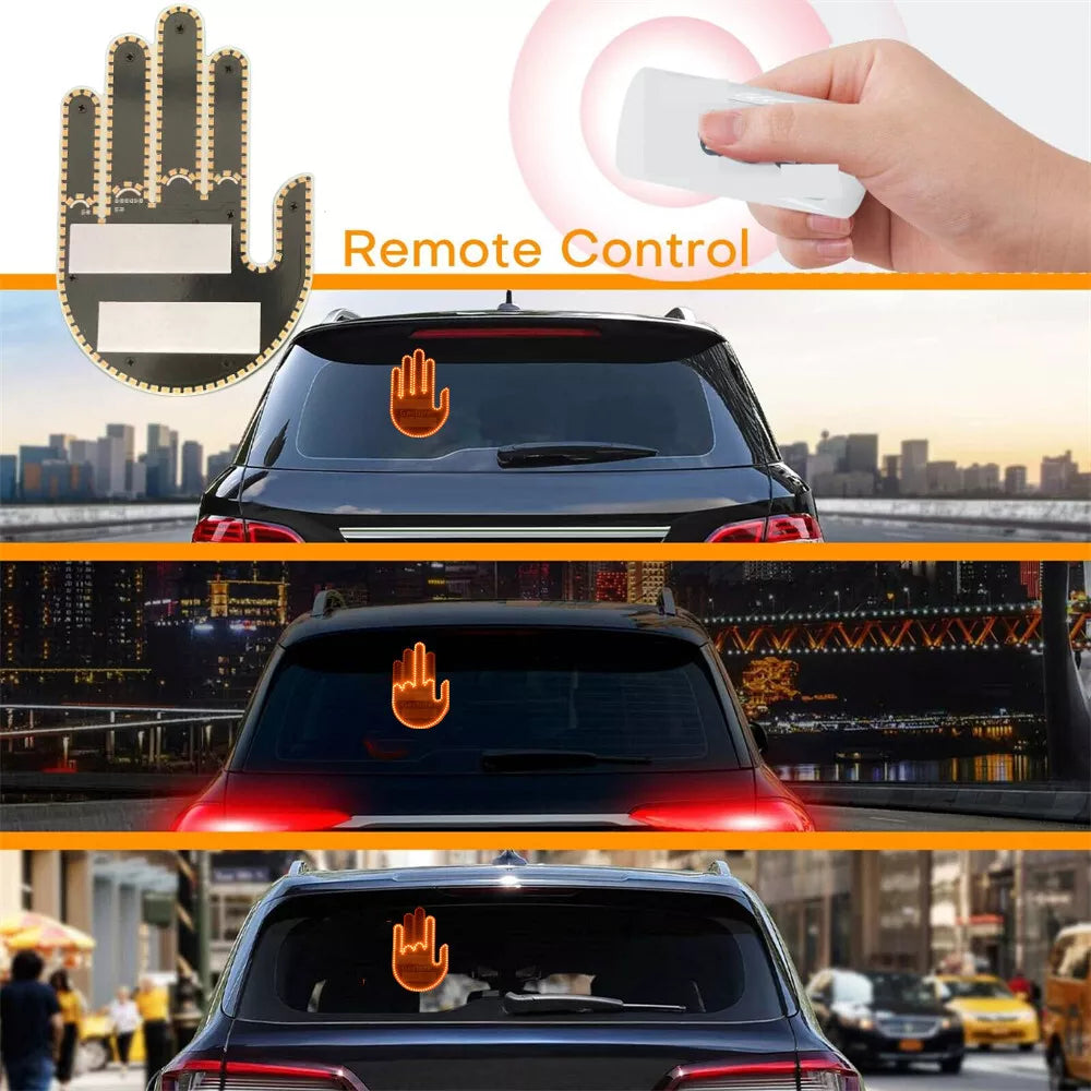 Xmas Gift Finger Gesture Light w/ Remote LED Car Back Window Sign Hand Light US