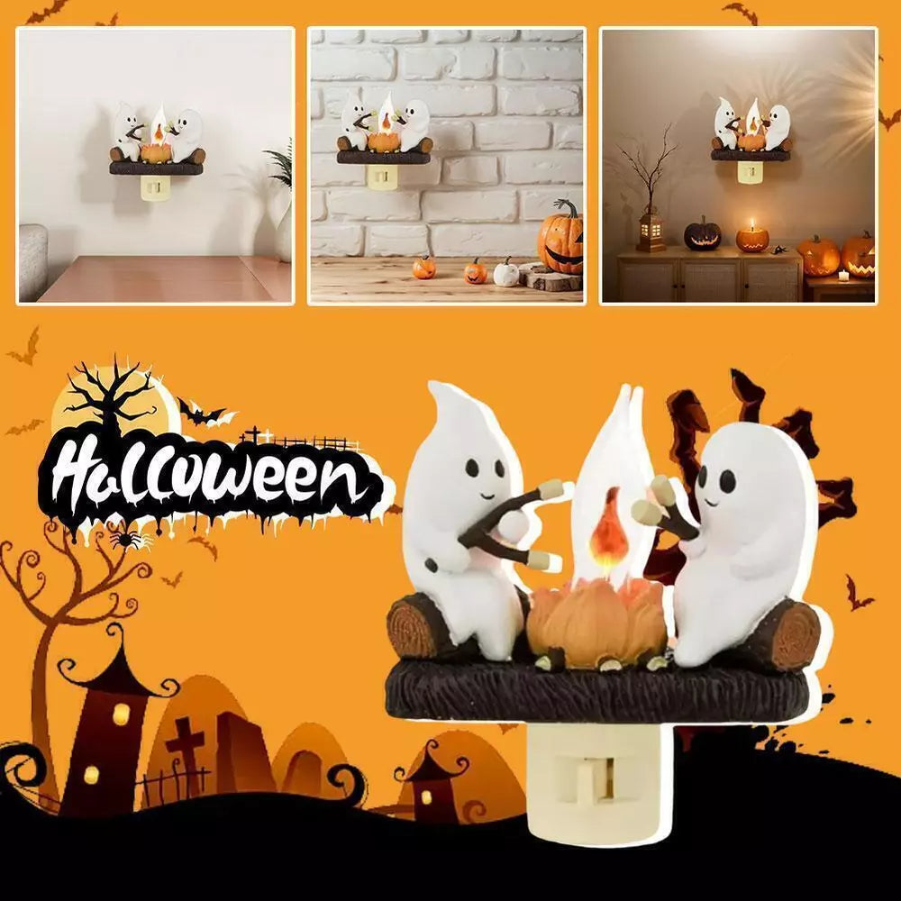 1PCS Ghost Campfire Flickering Nightlight Fire Marshmallow Night Light Halloween