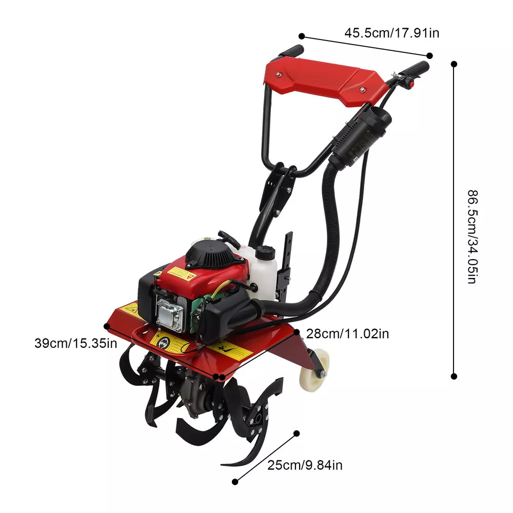 63cc 4-Stroke Gas Power Mini Tiller Cultivator Clearance