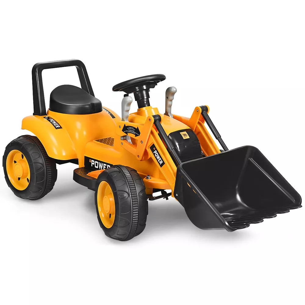 Kids Ride On Excavator Digger 6V Battery Powered Tractor w/Digging Bucket Yellow