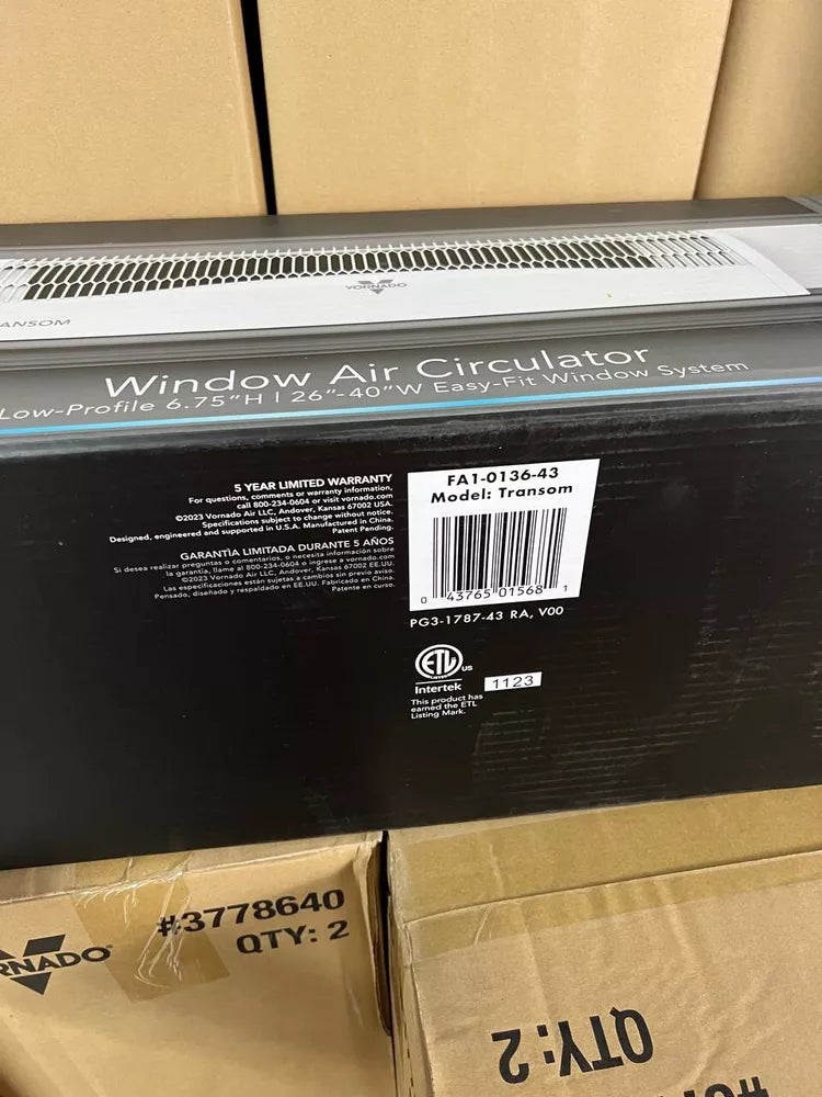 Vornado TRANSOM Window Fan with 4 Speeds, Remote Control, Reversible Exhaust...