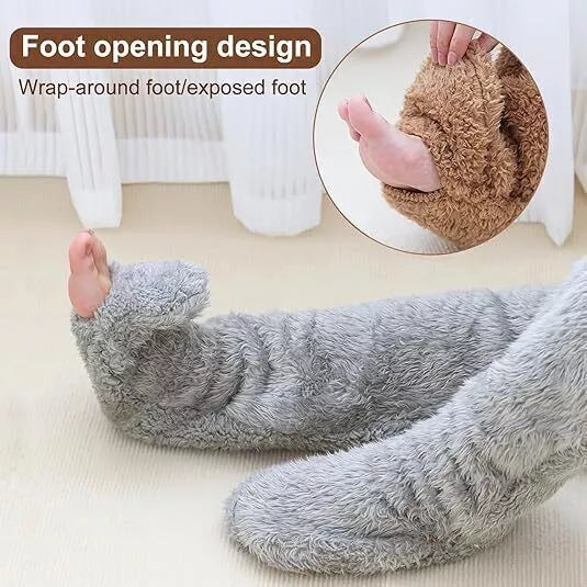 High Fuzzy Socks Over Knee Winter Leg Warmers Plush Slipper Sleeping Cozy Socks