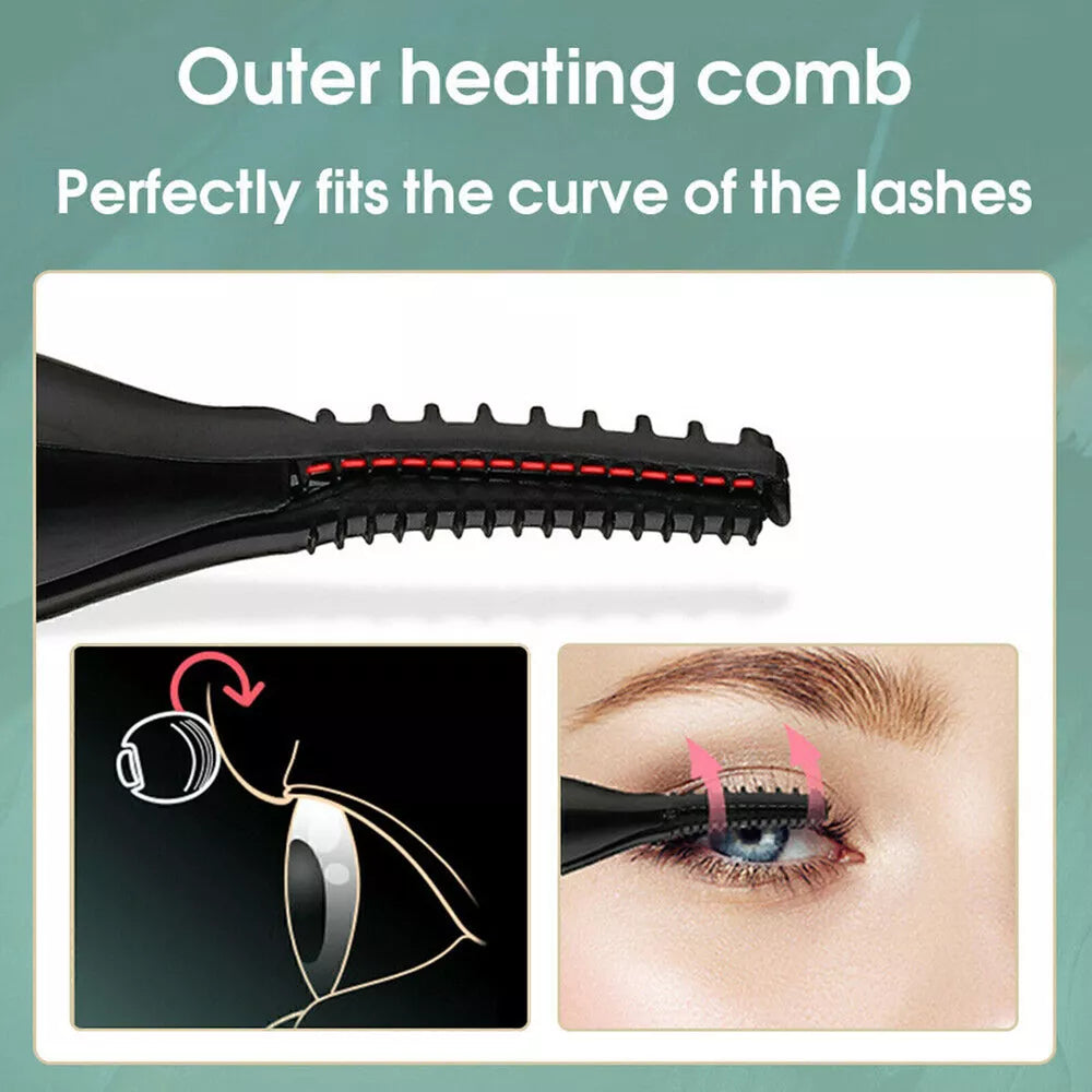 Electric Heated Eyelash Curler USB Rechargeable Makeup Curling Tool Long Lasting