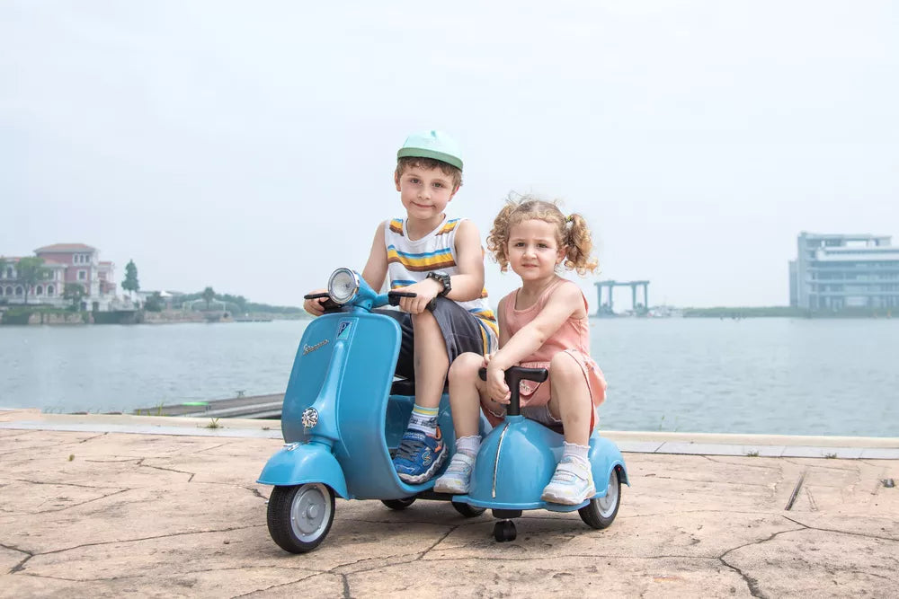 6V Vespa Children Ride On Electric Scooter Motorcycle w Side Car for kids,in USA