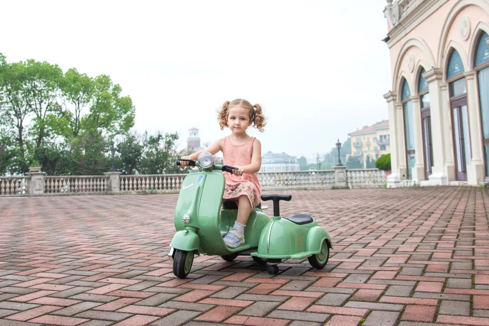 6V Vespa Children Ride On Electric Scooter Motorcycle w Side Car for kids,in USA