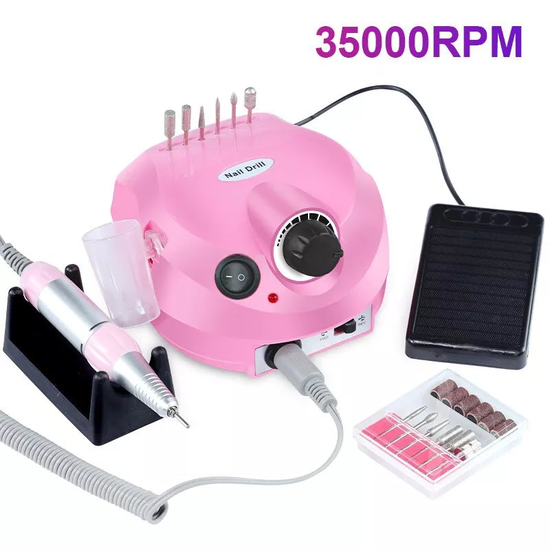 35000RPM Electric Nail Drill Machine Strong Manicure Drill with nail storage