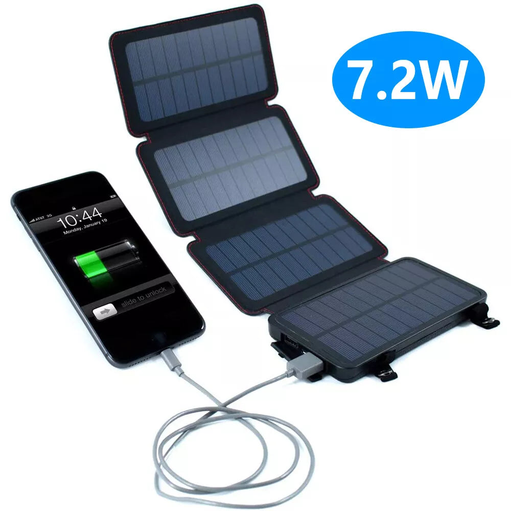 Portable Solar Power Bank Mobile Phone Charger Panel Waterproof Outdoor Camping