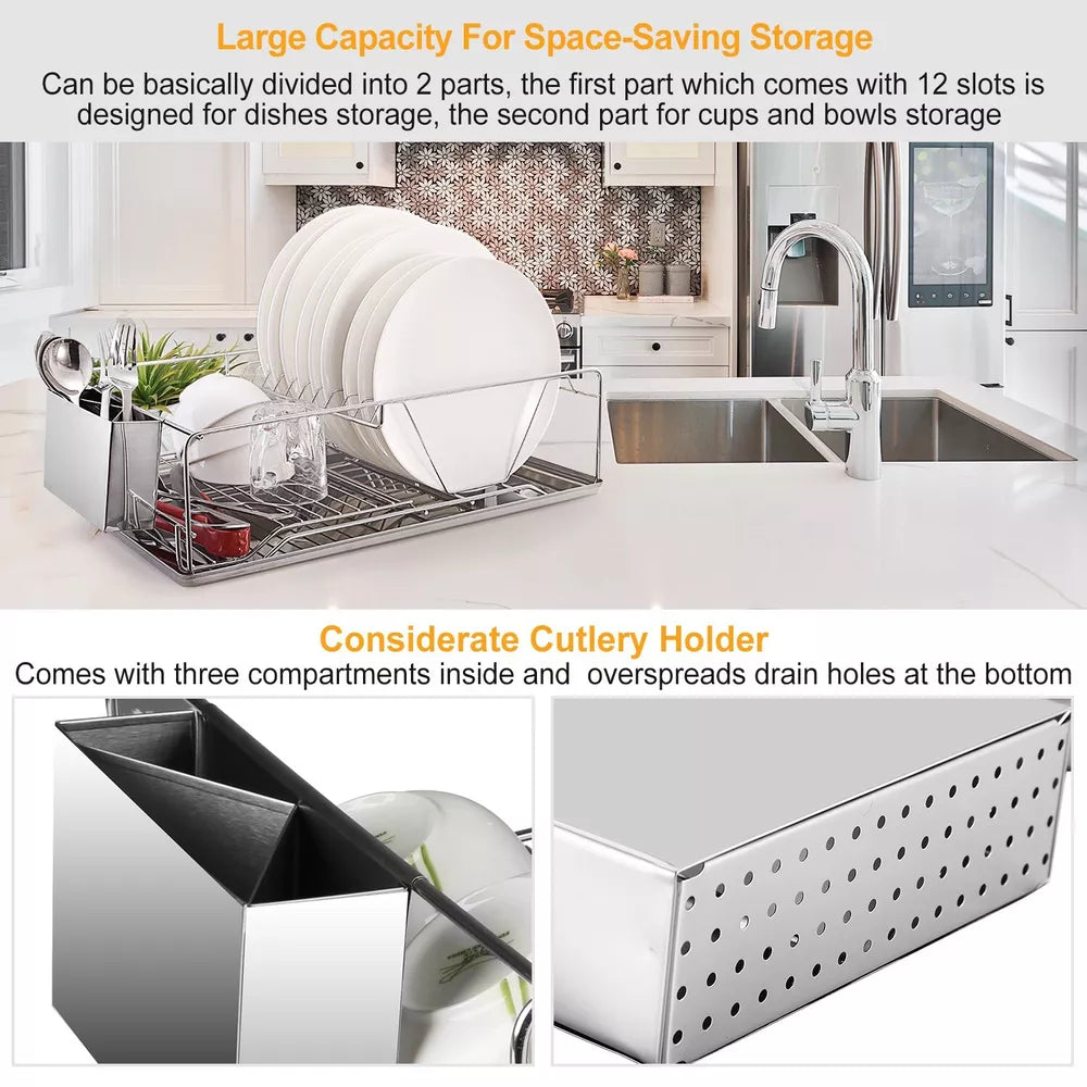 Stainless Steel Dish Drying Rack – Durable, Rust-Resistant & Spacious