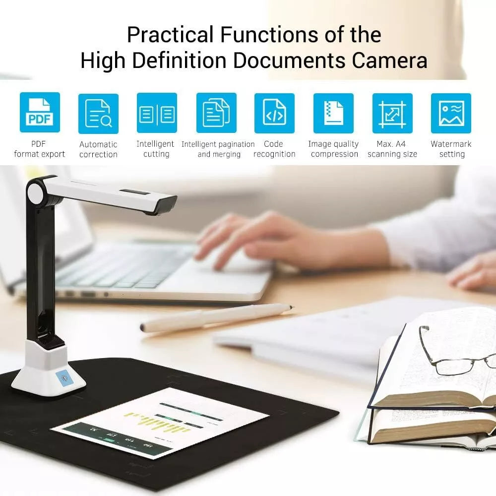 Document Camera for Teachers, 8MP High Definition USB Portable Scanner with Real