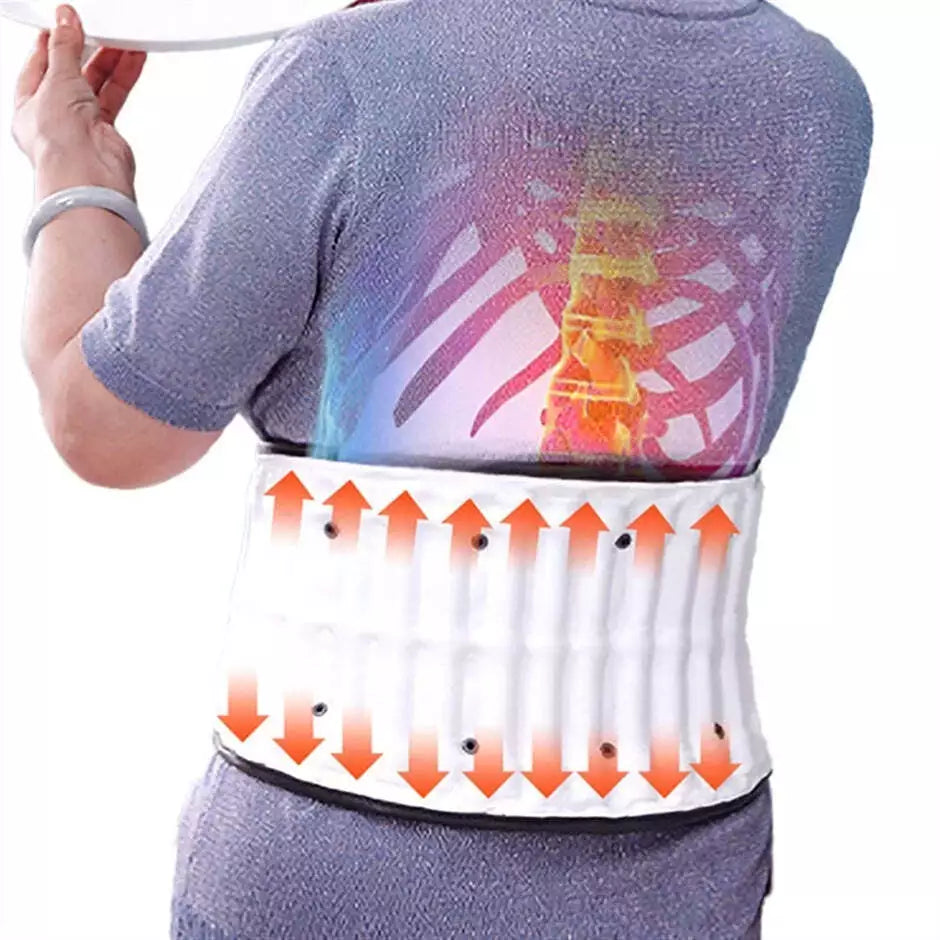 Lumbar support belt with automatic pump traction device suitable for the waist