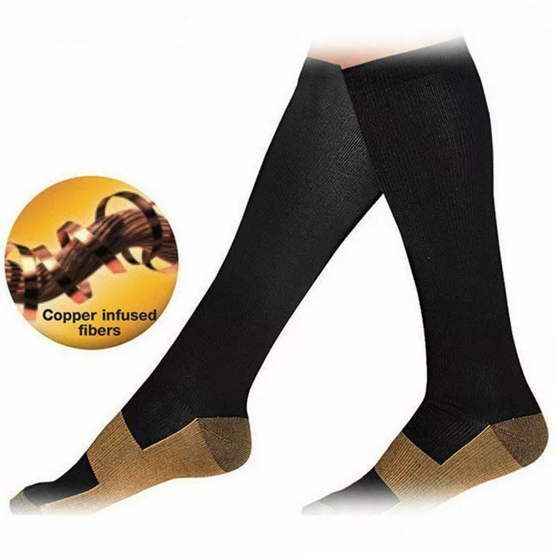 (10 Pairs) Copper Compression Socks 20-30mmHg Graduated Support Mens Women S-XXL