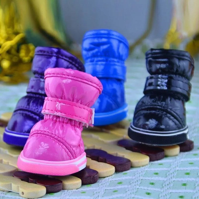 4Pcs/Set Anti-Slip Pet Boots Dog Warm Rain Shoes Snow Rain Protective Waterproof