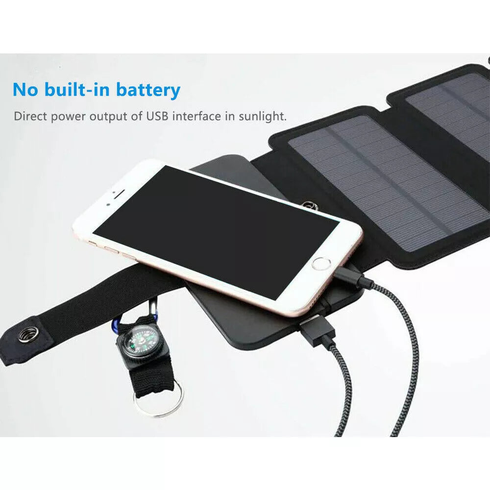 Portable Solar Power Bank Mobile Phone Charger Panel Waterproof Outdoor Camping