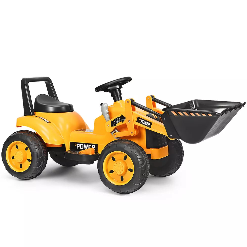 Kids Ride On Excavator Digger 6V Battery Powered Tractor w/Digging Bucket Yellow