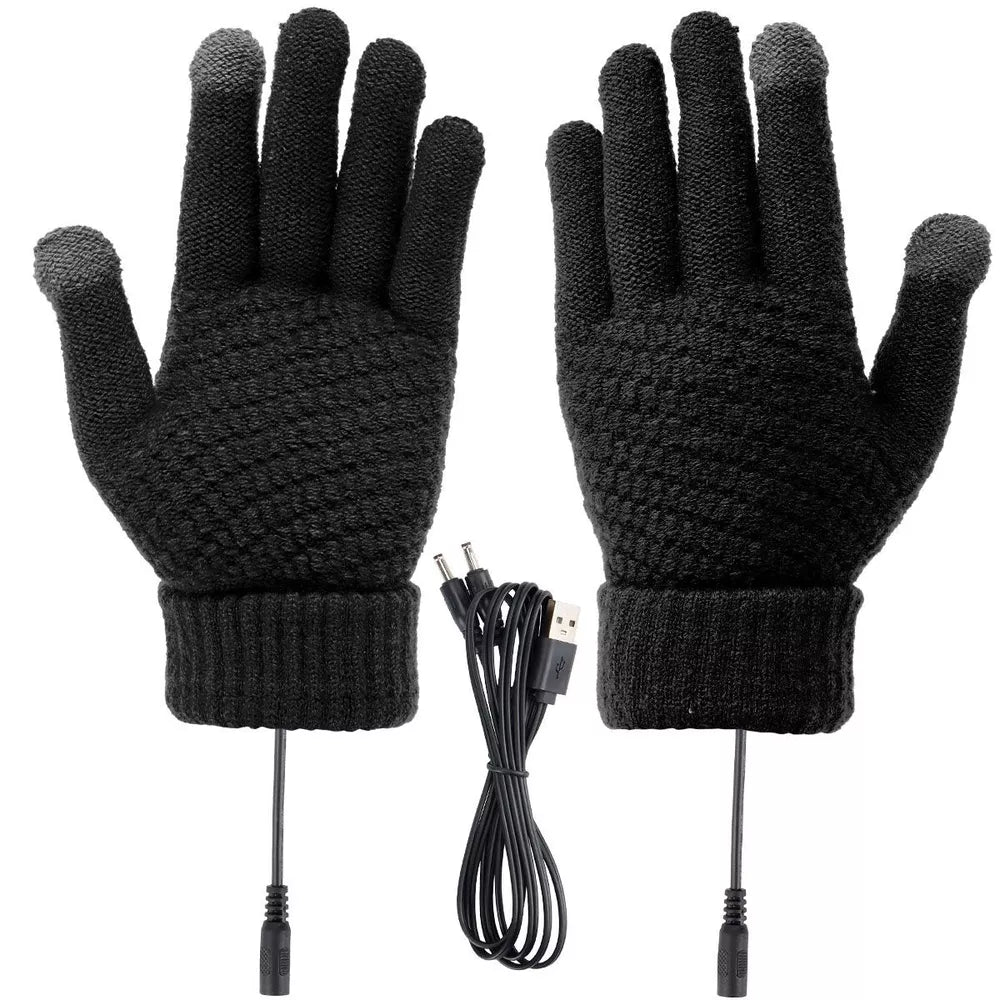 USB Electric Rechargeable Heated Gloves Full Finger Warmer Winter Mitten