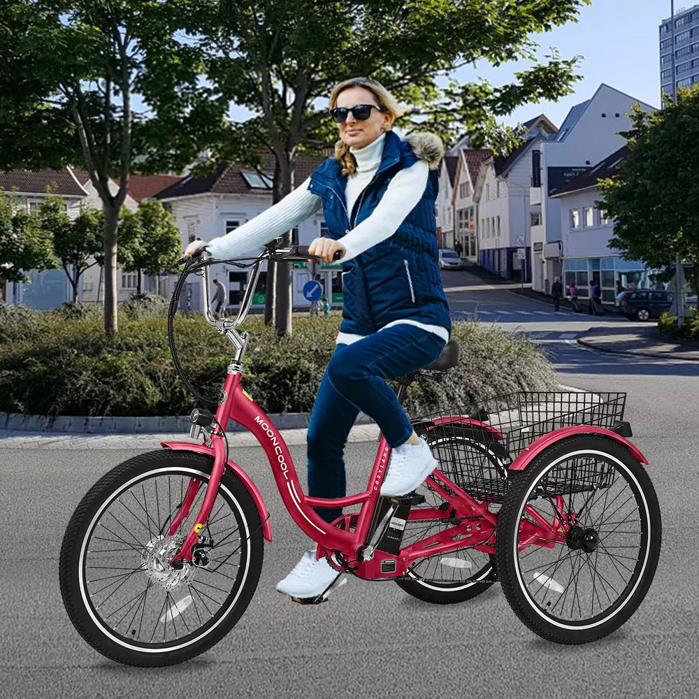 Electric Tricycle Adult Electric Bicycles, 350W 36V Trike 24/26 inch 7 Speeds