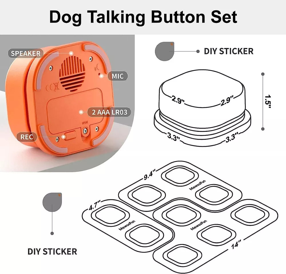 MewooFun Recordable Dog Talking Buttons Set Dog Training Speaking Buttons w/ Mat