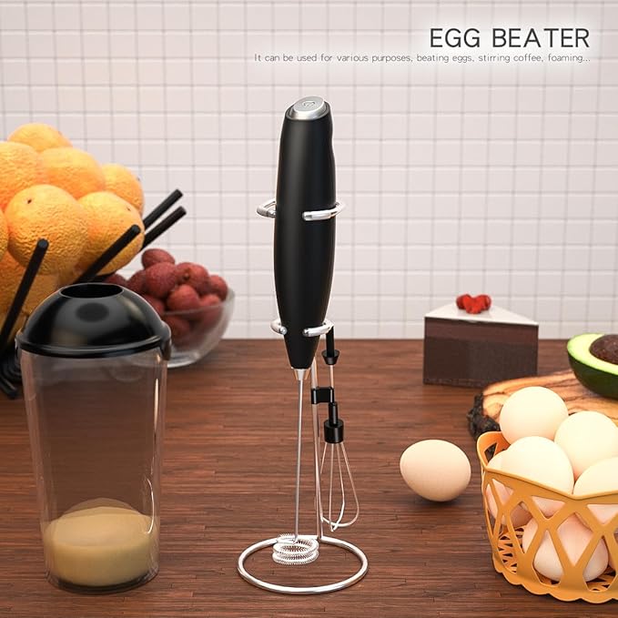 Toppar Electric Milk Frother Handheld With Stainless Steel Stand- Dual Whisk