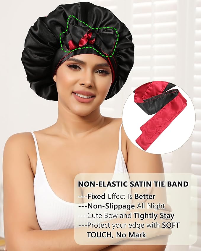 Satin Bonnet Silk Hair Bonnets for Black Women Curly Hair Wrap for Sleeping Cap