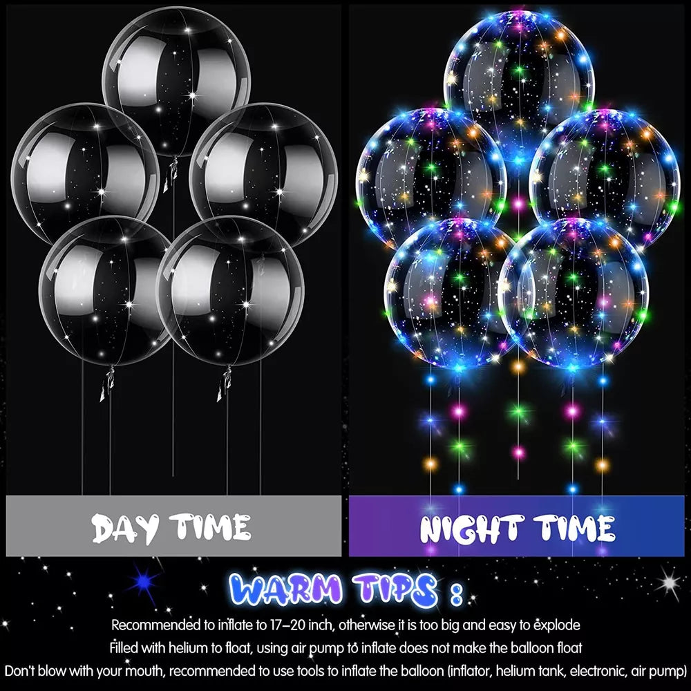 LED Light Up BoBo Balloons Clear Party Graduation Birthday Wedding Decoration