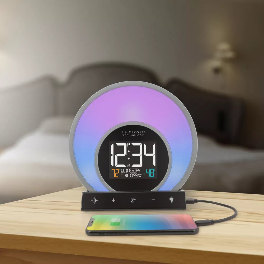 C79141 La Crosse Technology Soluna Mood Light Digital Alarm Clock with USB Port