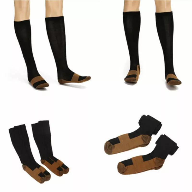 (10 Pairs) Copper Compression Socks 20-30mmHg Graduated Support Mens Women S-XXL