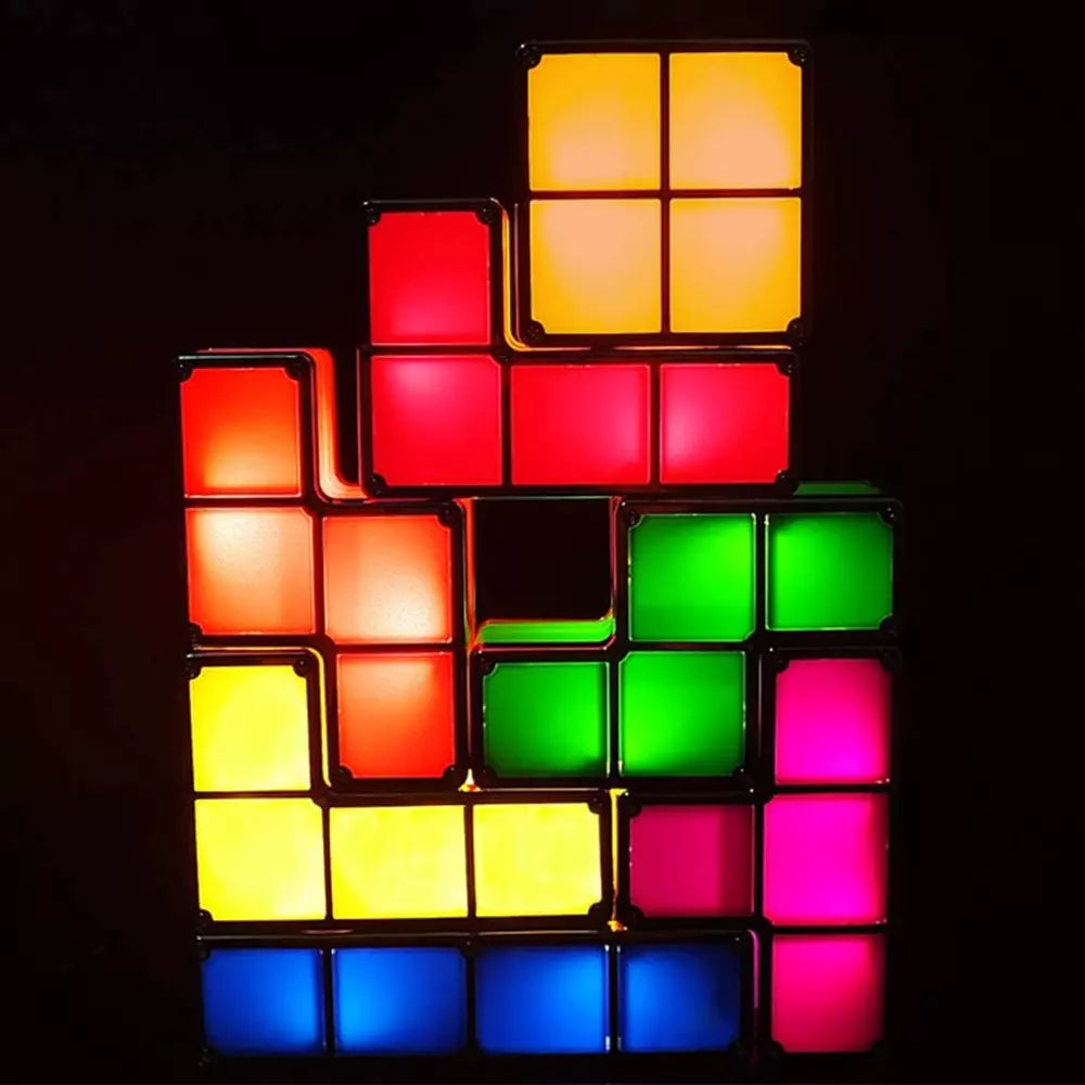 7 PCS Stackable Night Light 3D Puzzles Toy 7 Colors Magic Blocks Induction Inter