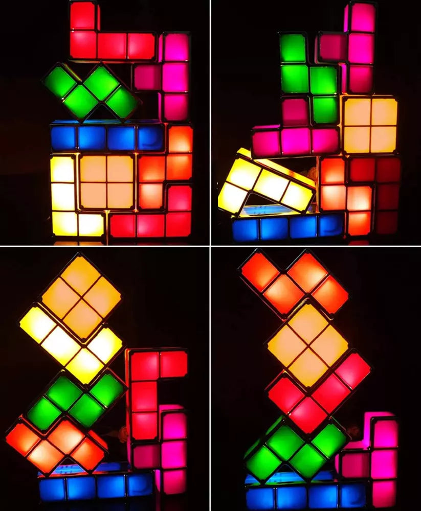 7 PCS Stackable Night Light 3D Puzzles Toy 7 Colors Magic Blocks Induction Inter