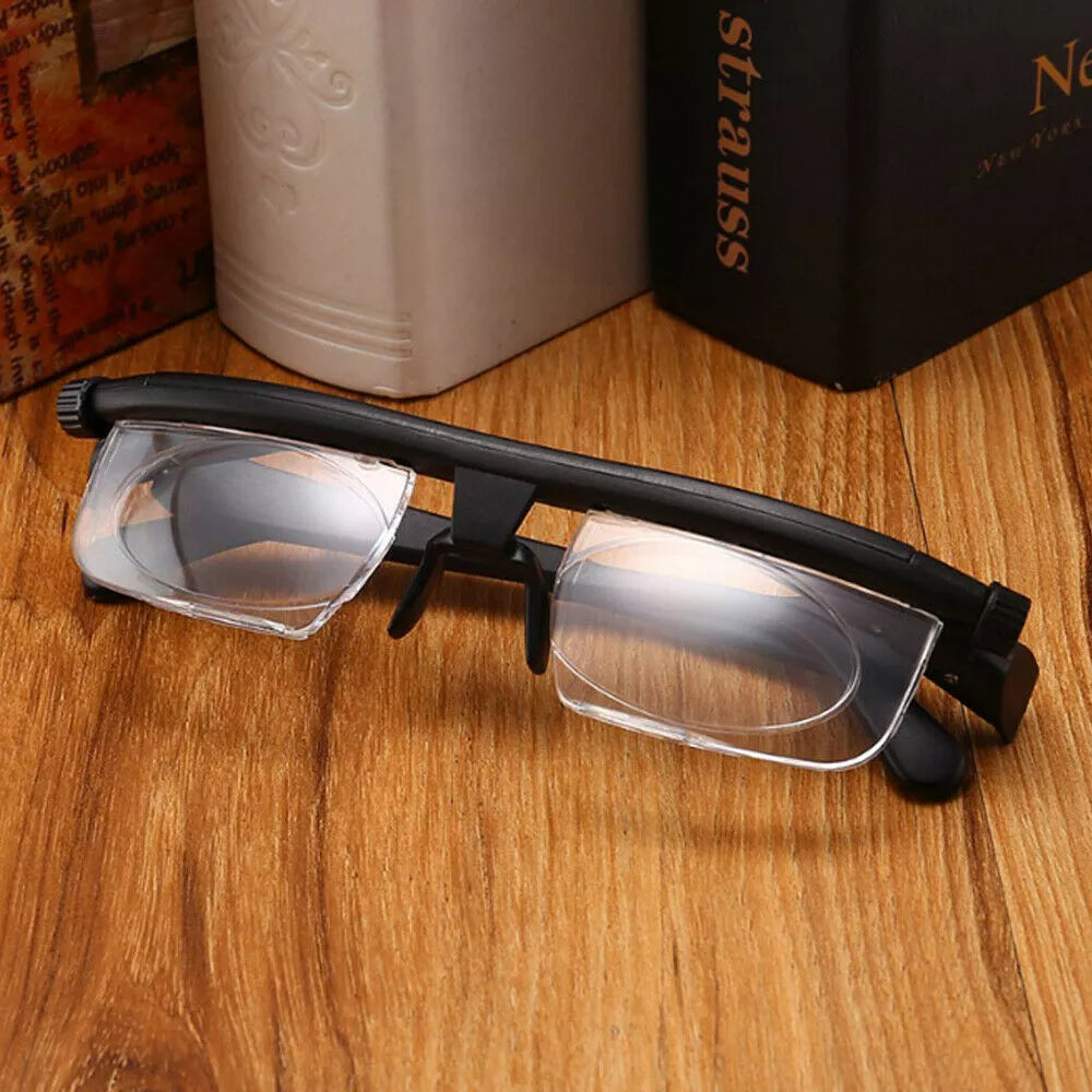 Dial Adjustable Glasses Variable Focus Reading Distance Vision Eyeglasses