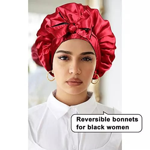 Satin Bonnet Silk Hair Bonnets for Black Women Curly Hair Wrap for Sleeping Cap