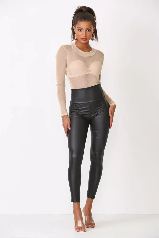 Cemi Ceri Women's Faux Leather High Waist Leggings #1471