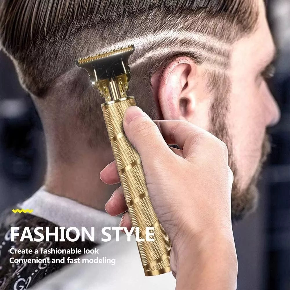 Professional Rechargeable Cordless Hair Trimmer, Barbershop Home Use, Gold