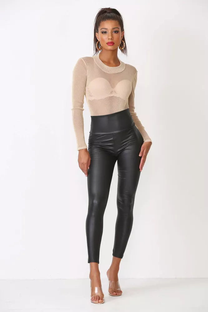 Cemi Ceri Women's Faux Leather High Waist Leggings #1471