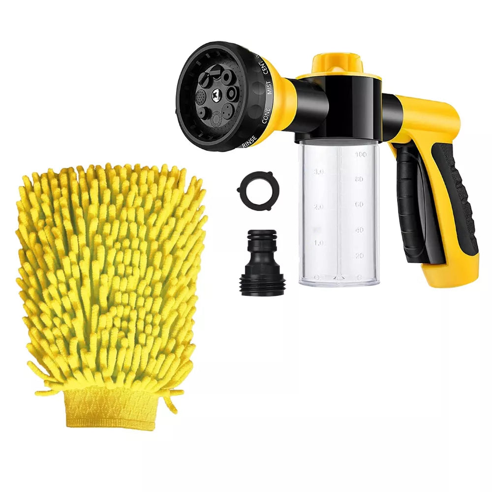 Foam Sprayer Gun, Pressure Nozzle for Car Wash, Watering, Pet Shower with Glove