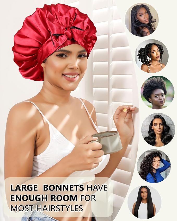 Satin Bonnet Silk Hair Bonnets for Black Women Curly Hair Wrap for Sleeping Cap