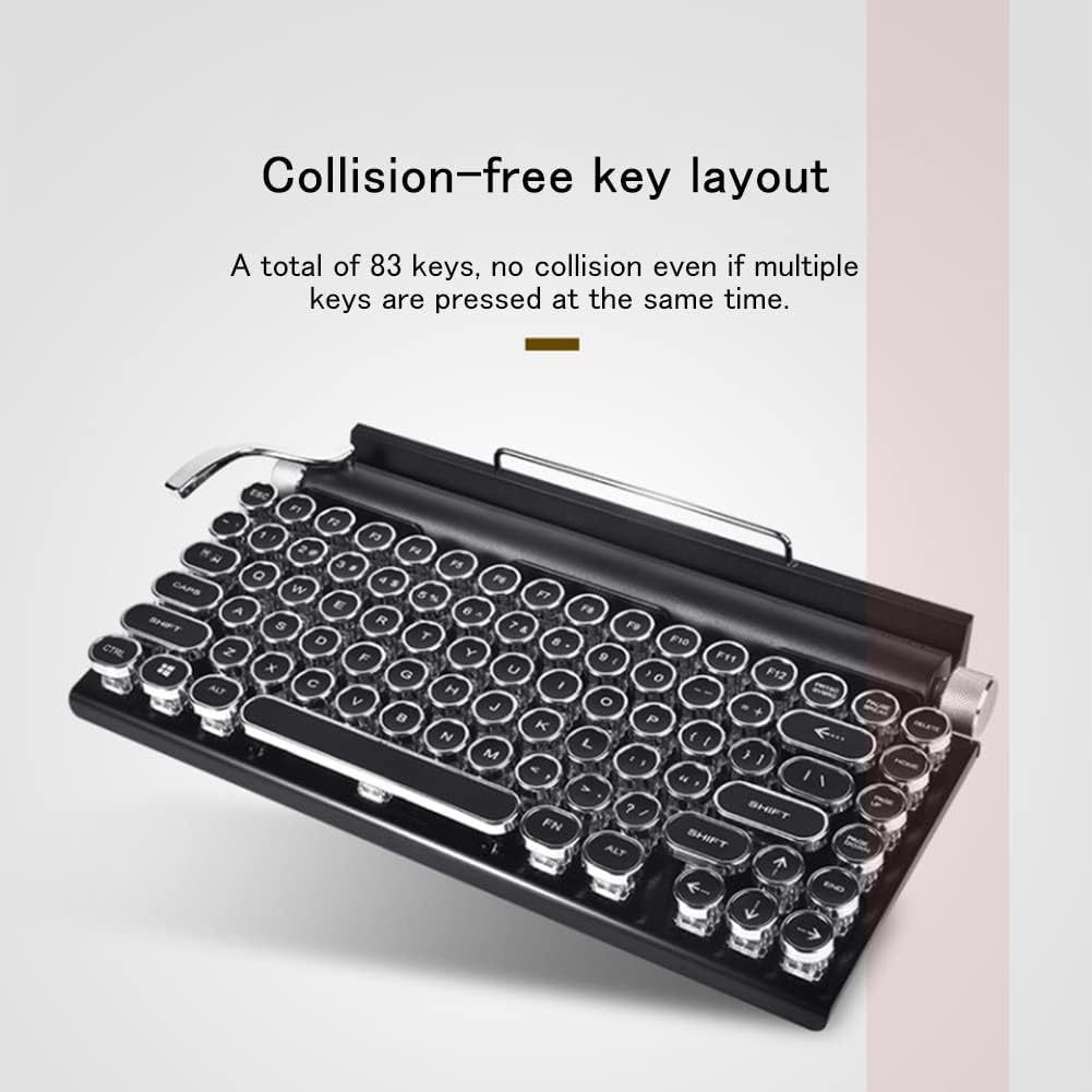 Typewriter Keyboard Wireless Bluetooth RGB Backlight Retro Mechanical Gaming