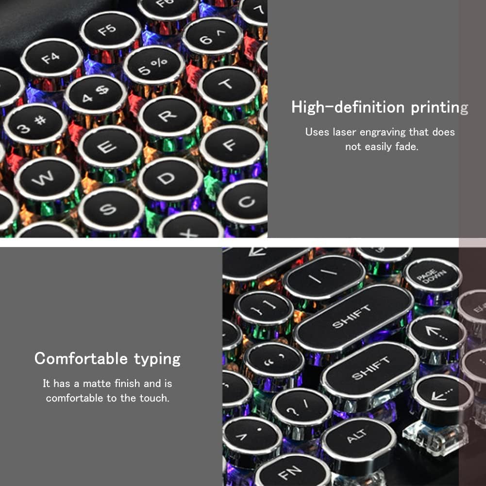 Typewriter Keyboard Wireless Bluetooth RGB Backlight Retro Mechanical Gaming
