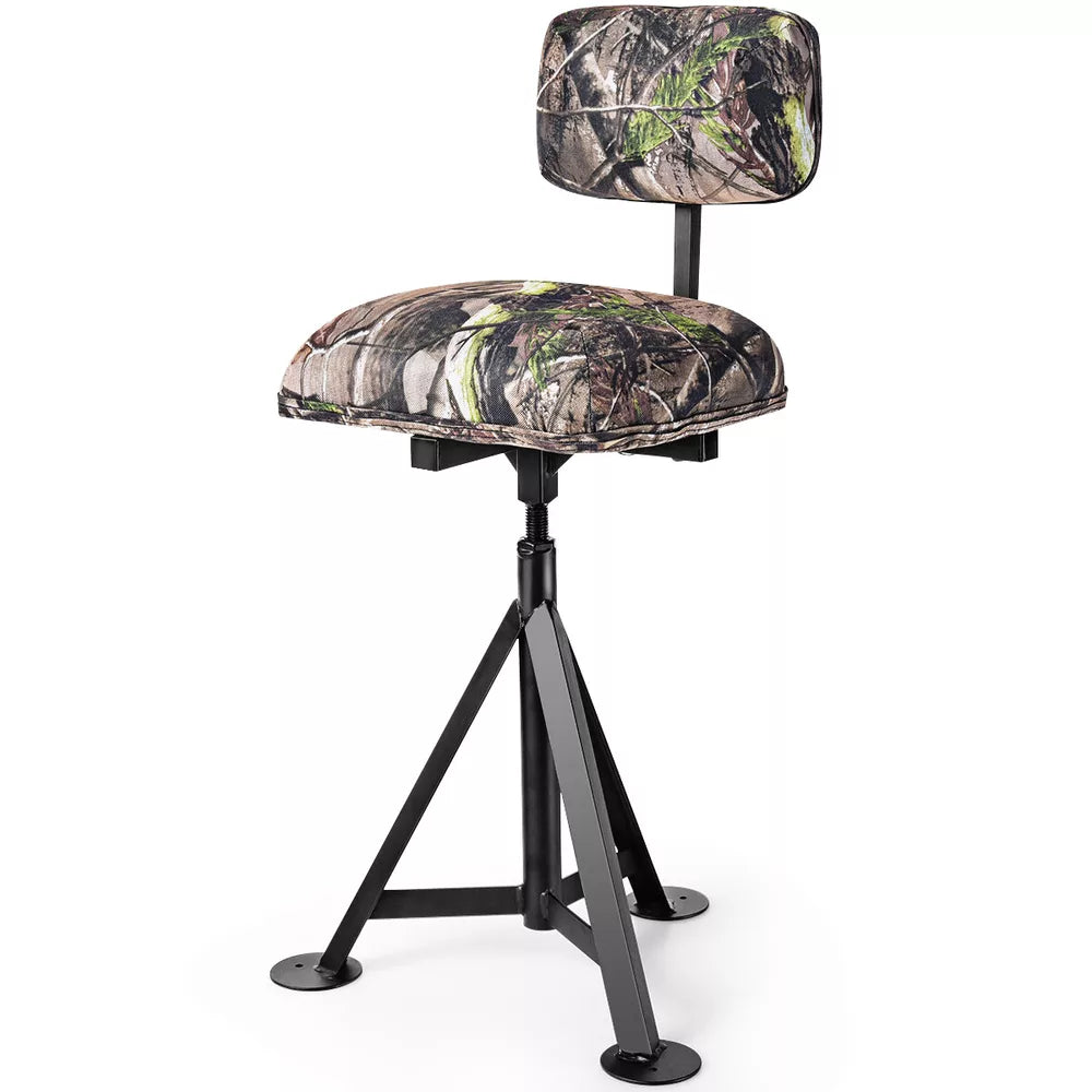 Swivel Hunting Chair Tripod Blind Stool w/ Detachable Backrest Outdoor Camping