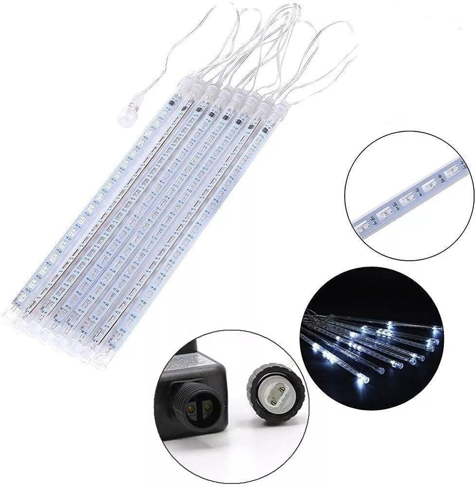 144 LED Meteor Shower Christmas Lights - Outdoor Holiday Decoration - UL Plug -