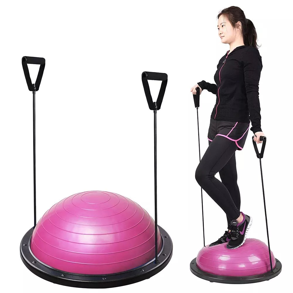 Yoga Ball Trainer Exercise Ball Balance w/Resistance Bands & Foot Pump Fitness