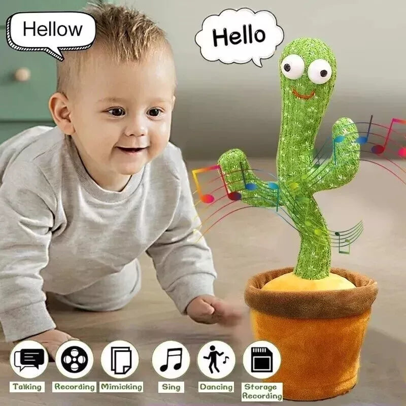 Dancing Cactus Repeat Talk Sing Glow Interactive Plush Toy for Kids