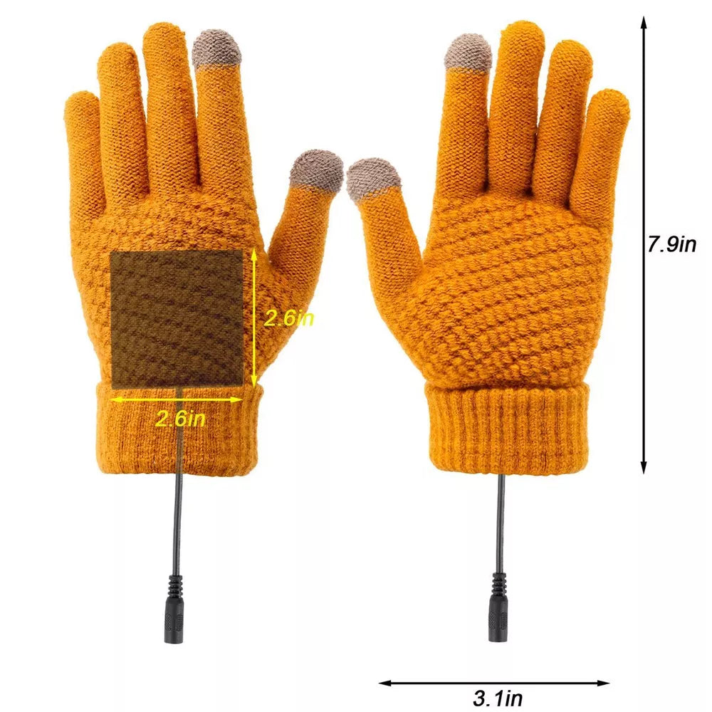 USB Electric Rechargeable Heated Gloves Full Finger Warmer Winter Mitten