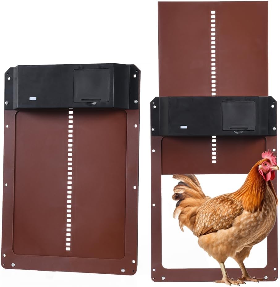 Automatic Chicken Coop Door Opener w/Light Sensor Battery Operated Color BROWN