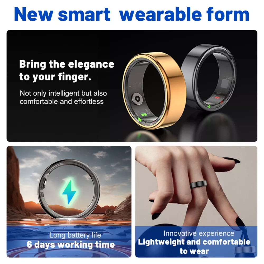 Smart Ring Health Waterproof Finger Rings Monitor Heart Rate Fitness Tracker