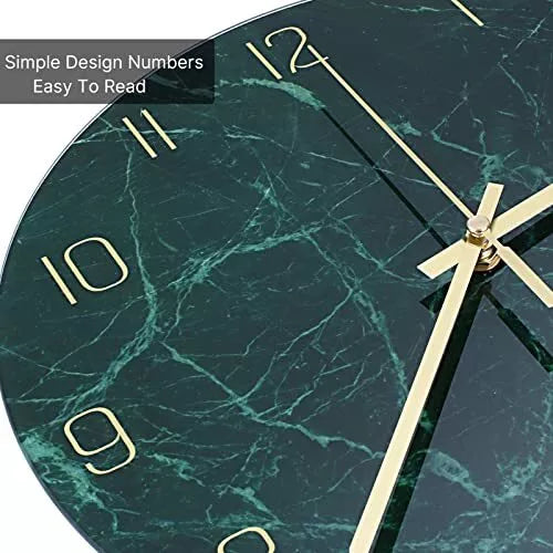 Glass Wall Clock Silent Non Ticking Wall Clock 12 Inch Quality Quartz Battery Op