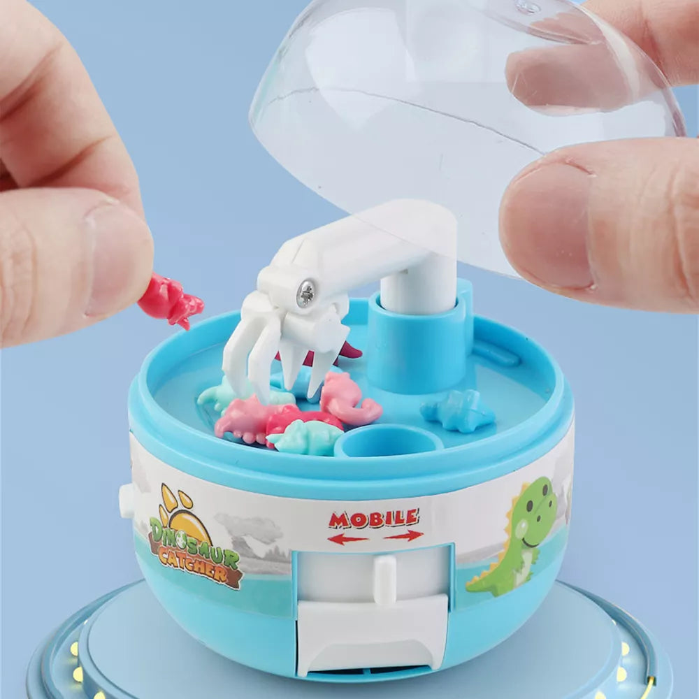 Mini Claw Machine for Kids Toy Grabber with 8 Tiny Dinosaur Prizes Capsule Gift