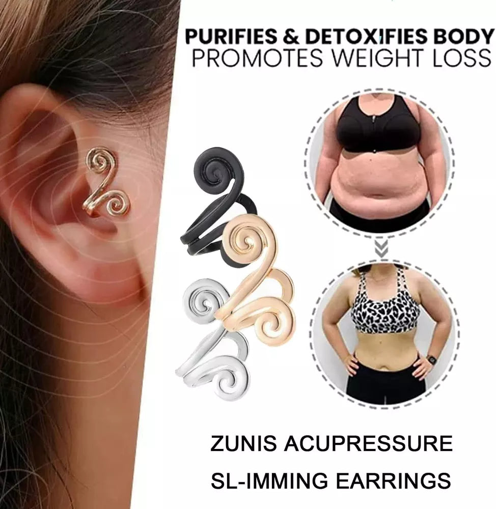 2PCS Zunis Acupressure Slimming Earrings Ear Cuff Clip Non Piercing Weight Loss