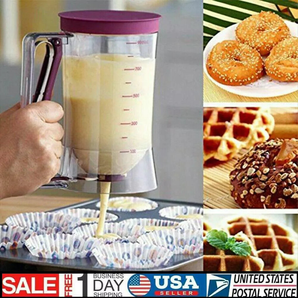 900ml Batter Dispenser DIY Muffin Cupcake Pancake Kitchen Measuring Baking Tools