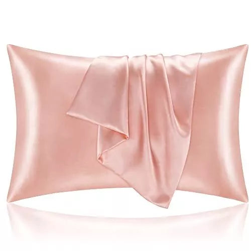 King Size Satin Pillowcase Set of 2 Coral Silky Pillow Cases for Hair and Skin