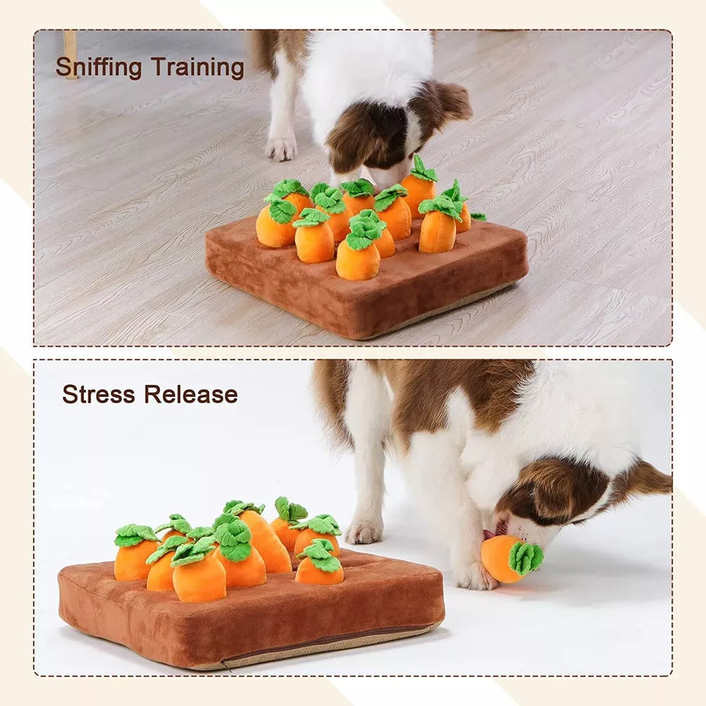 Interactive Dog Toys，Carrot Snuffle Mat for Dogs Plush Puzzle Toys 2 in 1